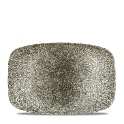Churchill Raku Quartz Black ovaal chef's bord 26.1x20.2cm – reactief geglazuurd stoneware voor lunchrooms