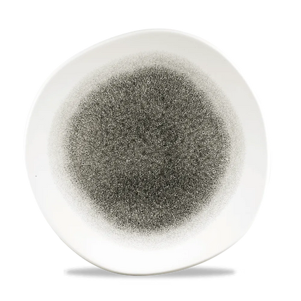 Churchill Raku Quartz Black rond bord met structuurrand 26.4cm – reactief geglazuurd stoneware voor banqueting