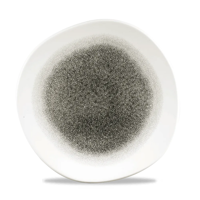 Churchill Raku Quartz Black rond bord met structuurrand 26.4cm – reactief geglazuurd stoneware voor banqueting