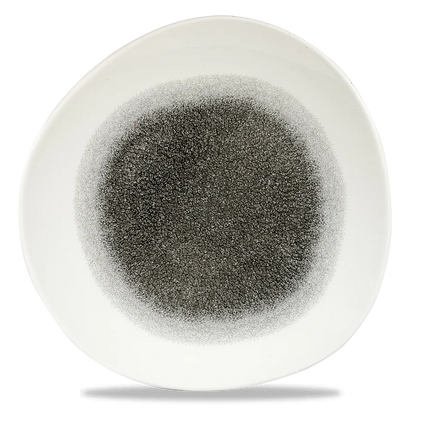 Churchill Raku Quartz Black rond bord met structuurrand 28.6cm – reactief geglazuurd stoneware voor restaurants