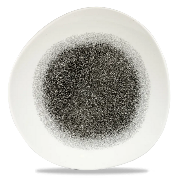 Churchill Raku Quartz Black rond bord met structuurrand 28.6cm – reactief geglazuurd stoneware voor restaurants