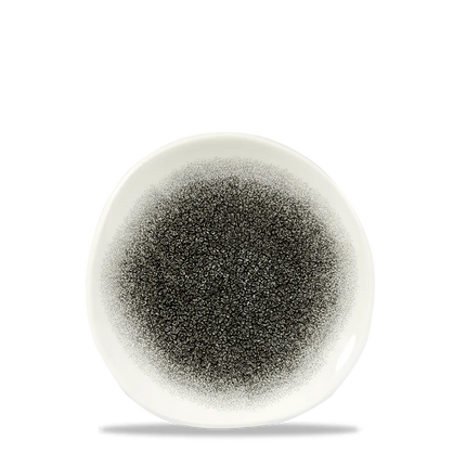 Churchill Raku Quartz Black rond bord met structuurrand 18.6cm – reactief geglazuurd stoneware voor hotels