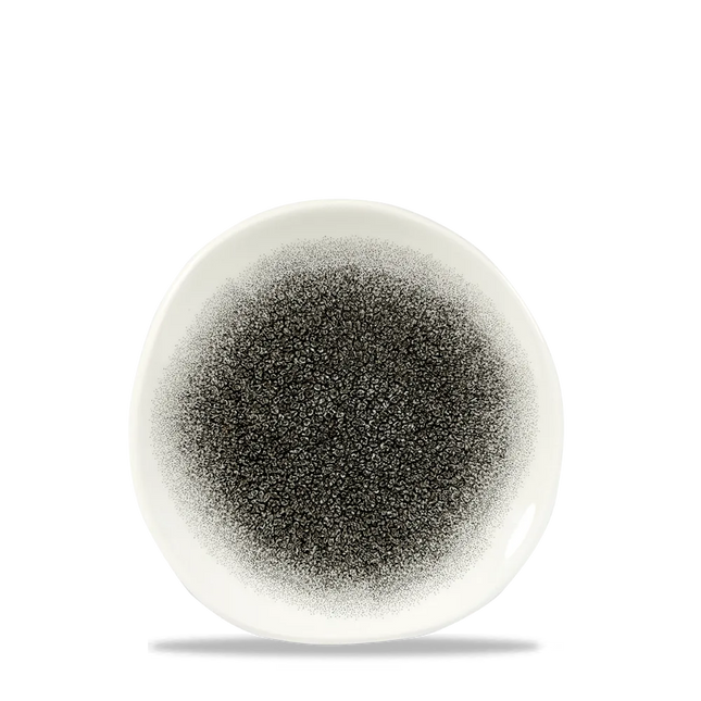 Churchill Raku Quartz Black rond bord met structuurrand 18.6cm – reactief geglazuurd stoneware voor hotels