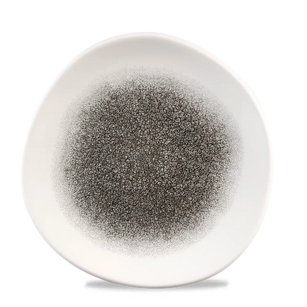 Churchill Raku Quartz Black rond bord met structuurrand 21cm – reactief geglazuurd stoneware voor cafés