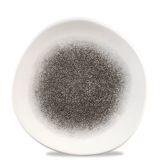 Churchill Raku Quartz Black rond bord met structuurrand 21cm – reactief geglazuurd stoneware voor cafés