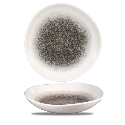 Churchill Raku Quartz Black kom met structuurrand 25.5cm – reactief geglazuurd stoneware voor bars