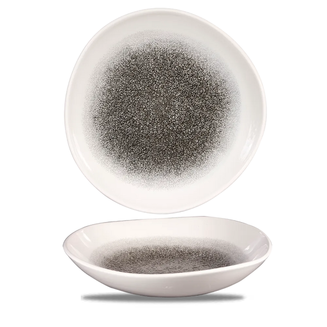 Churchill Raku Quartz Black kom met structuurrand 25.5cm – reactief geglazuurd stoneware voor bars