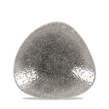 Churchill Raku Quartz Black driehoekige ondiepe kom 21x21cm – reactief geglazuurd stoneware voor banqueting