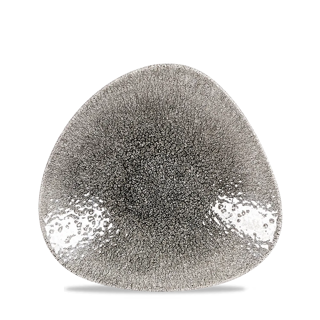 Churchill Raku Quartz Black driehoekige ondiepe kom 21x21cm – reactief geglazuurd stoneware voor banqueting