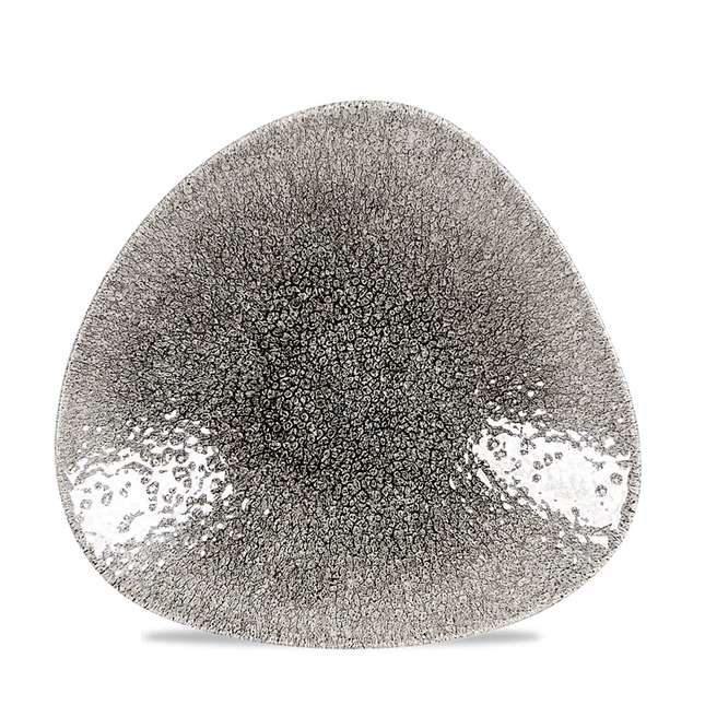 Churchill Raku Black driehoekige ondiepe kom 27.2x26.7cm – reactief geglazuurd stoneware voor restaurants