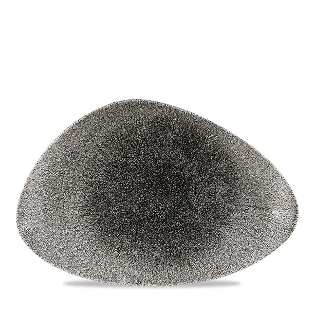 Churchill Raku Quartz Black driehoekig chef's bord 30.4x20.5cm – reactief geglazuurd stoneware voor bars