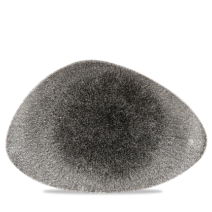Churchill Raku Quartz Black driehoekig chef's bord 35.5x18.8cm – reactief geglazuurd stoneware voor horeca