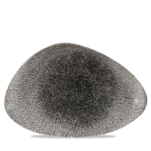 Churchill Raku Quartz Black driehoekig chef's bord 35.5x18.8cm – reactief geglazuurd stoneware voor horeca