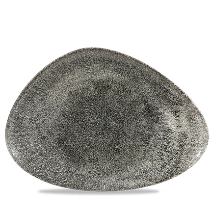Churchill Raku Quartz Black driehoekig chef's bord 35.6x25cm – reactief geglazuurd stoneware voor buffetten