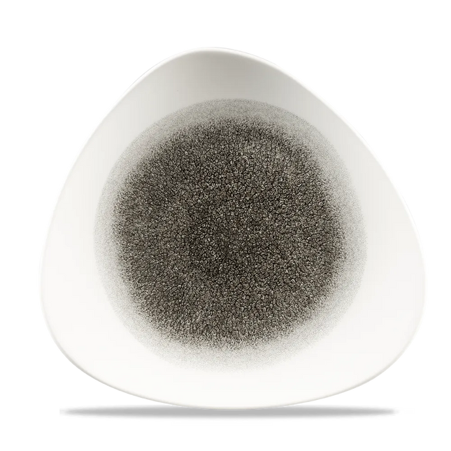 Churchill Raku Quartz Black lotusvorm bord 25cm – reactief geglazuurd stoneware voor fine dining