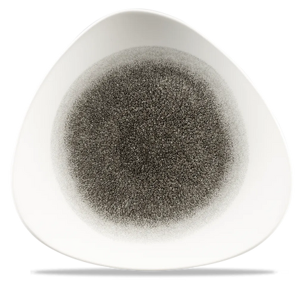 Churchill Raku Quartz Black lotusvorm bord 30cm – reactief geglazuurd stoneware voor catering