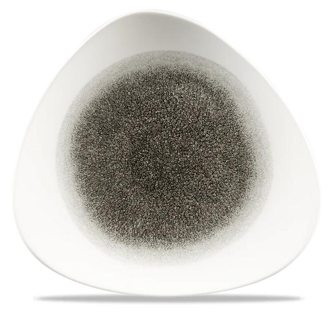 Churchill Raku Quartz Black lotusvorm bord 30cm – reactief geglazuurd stoneware voor catering