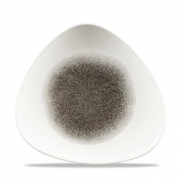 Churchill Raku Quartz Black lotusvorm bord 23cm – reactief geglazuurd stoneware voor brasseries