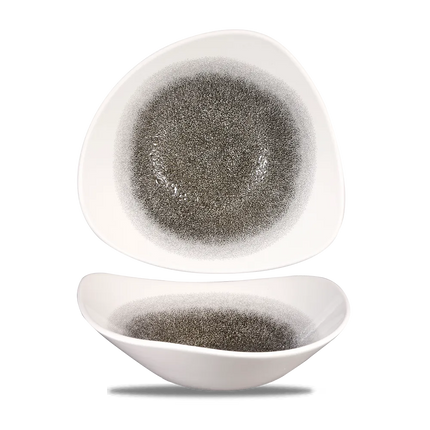 Churchill Raku Quartz Black lotusvormige kom 23cm – reactief geglazuurd stoneware voor banqueting