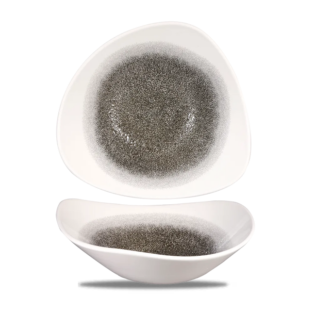 Churchill Raku Quartz Black lotusvormige kom 23cm – reactief geglazuurd stoneware voor banqueting