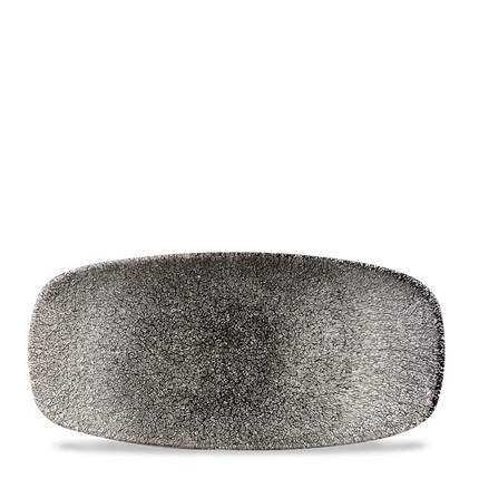 Churchill Raku Quartz Black ovaal chef's bord 26.9x12.7cm – reactief geglazuurd stoneware voor horeca