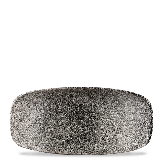 Churchill Raku Quartz Black ovaal chef's bord 26.9x12.7cm – reactief geglazuurd stoneware voor horeca
