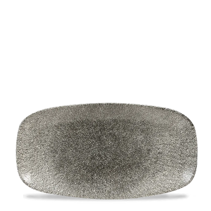 Churchill Raku Quartz Black ovaal chef's bord 29.8x15.3cm – reactief geglazuurd stoneware voor buffetten