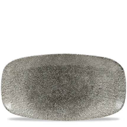 Churchill Raku Quartz Black ovaal chef's bord 35.5x18.9cm – reactief geglazuurd stoneware voor fine dining