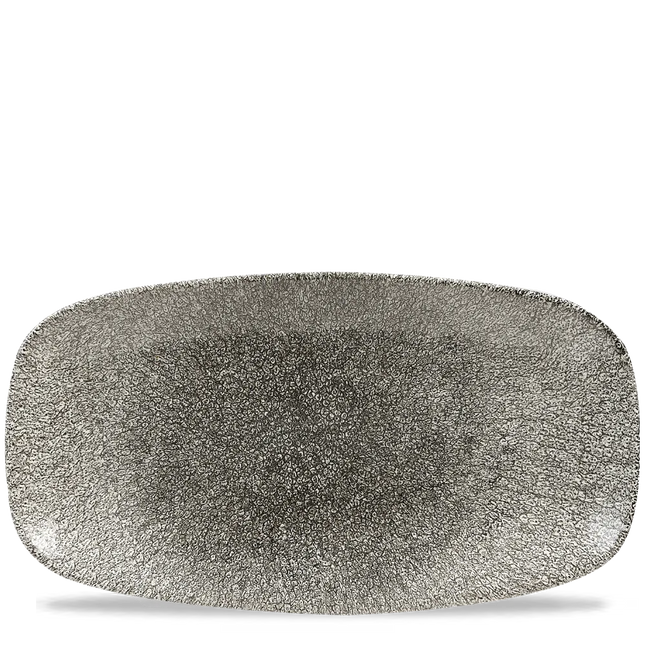Churchill Raku Quartz Black ovaal chef's bord 35.5x18.9cm – reactief geglazuurd stoneware voor fine dining