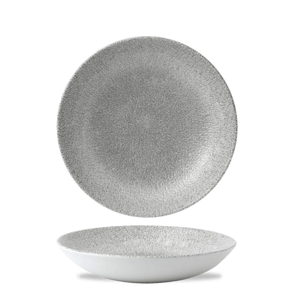 Churchill Raku Jasper Grey randloze coupekom 25cm – reactief geglazuurd stoneware voor restaurants