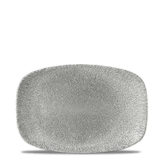 Churchill Raku Jasper Grey ovaal chef's bord 23.7x15.7cm – reactief geglazuurd stoneware voor bars