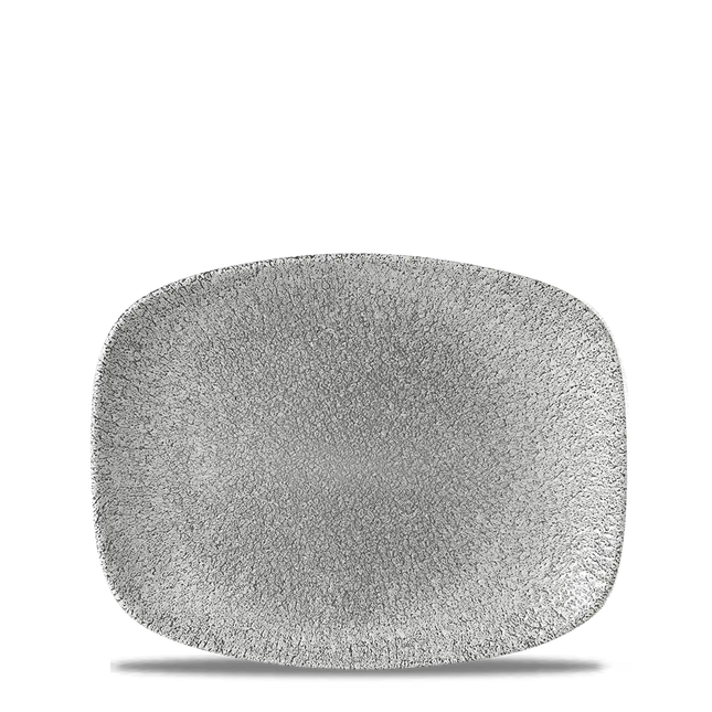 Churchill Raku Jasper Grey ovaal chef's bord 26.1x20.2cm – reactief geglazuurd stoneware voor horeca