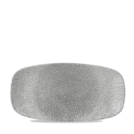 Churchill Raku Jasper Grey ovaal chef's bord 29.8x15.3cm – reactief geglazuurd stoneware voor buffetten