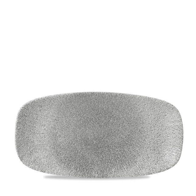 Raku Jasper Grey Chefs Oblong Plate 29.8 x 15.3cm 12/box