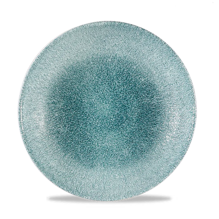 Churchill Raku Jade Green randloos coupebord 26cm – reactief geglazuurd stoneware voor horeca