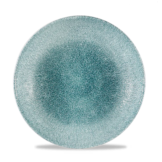 Churchill Raku Jade Green randloos coupebord 26cm – reactief geglazuurd stoneware voor horeca