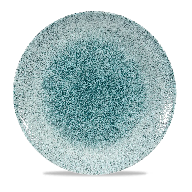 Churchill Raku Jade Green randloos coupebord 29cm – reactief geglazuurd stoneware voor buffetten