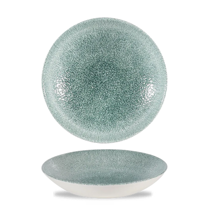 Churchill Raku Jade Green randloze coupekom 25cm – reactief geglazuurd stoneware voor catering