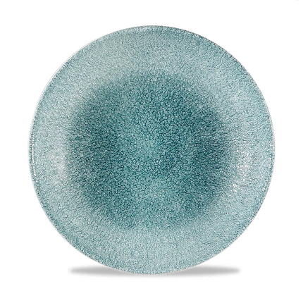 Churchill Raku Jade Green randloos coupebord 22cm – reactief geglazuurd stoneware voor brasseries