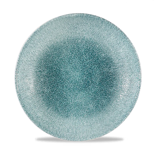 Churchill Raku Jade Green randloos coupebord 22cm – reactief geglazuurd stoneware voor brasseries