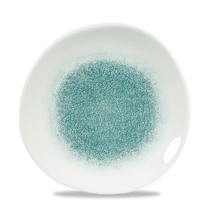 Churchill Raku Jade Green rond bord met structuurrand 21cm – reactief geglazuurd stoneware voor horeca