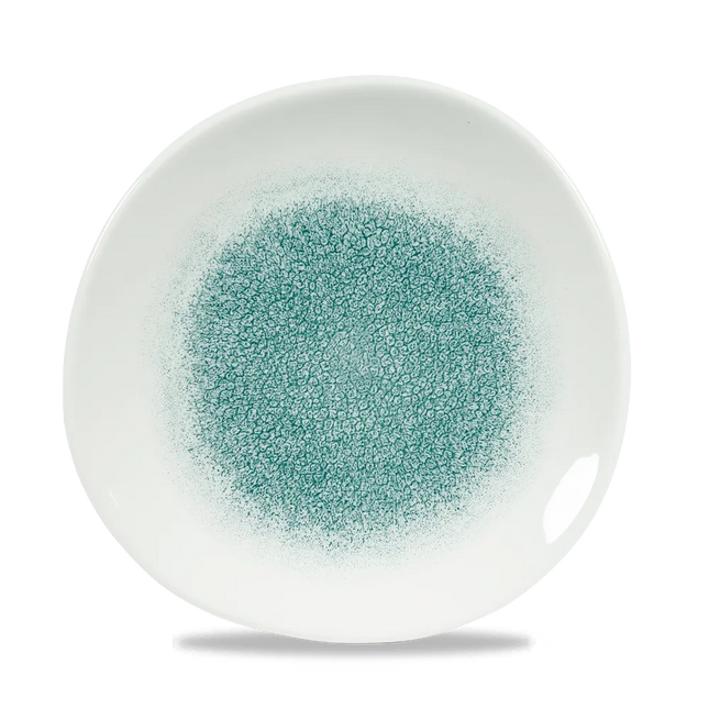 Churchill Raku Jade Green rond bord met structuurrand 21cm – reactief geglazuurd stoneware voor horeca