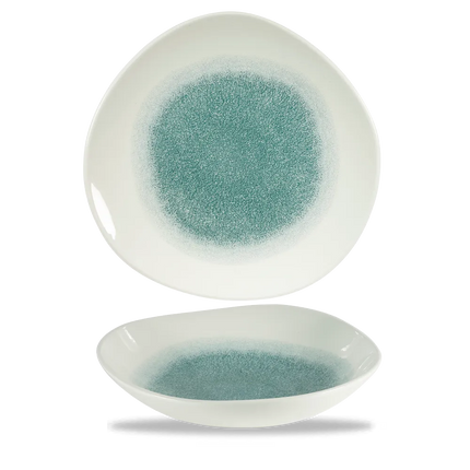 Churchill Raku Jade Green kom met structuurrand 25.5cm – reactief geglazuurd stoneware voor buffetten