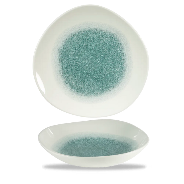 Churchill Raku Jade Green kom met structuurrand 25.5cm – reactief geglazuurd stoneware voor buffetten