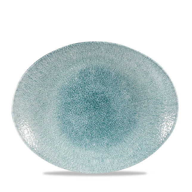 Churchill Raku Jade Green ovaal coupebord 32cm – reactief geglazuurd stoneware voor fine dining