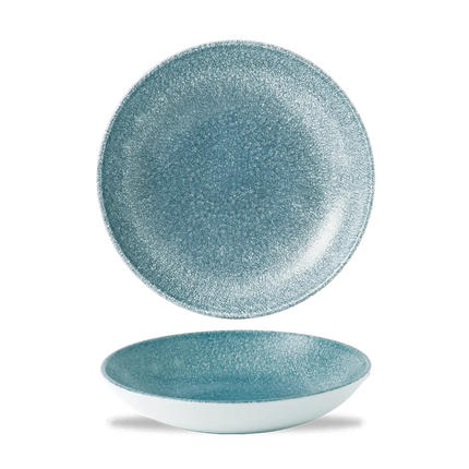 Churchill Raku Topaz Blue Evolve coupekom Ø 25 cm – randloze kom met reactief glazuur voor salades