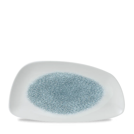 Raku Topaz Blue Chefs Geo Plate 35X18.5cm 6/box