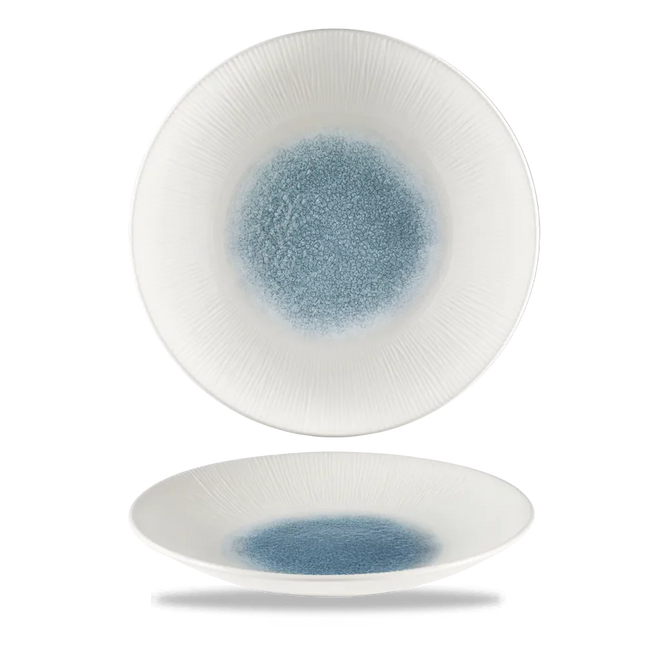 Raku Topaz Blue Bamboo Deep Coupe Plate 28.1cm 12/box