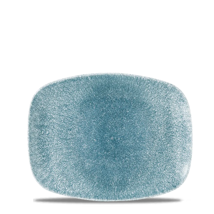 Churchill Raku Topaz Blue ovaal chefsbord 26,1 x 20,2 cm – blauw gespikkeld porseleinen bord voor horeca