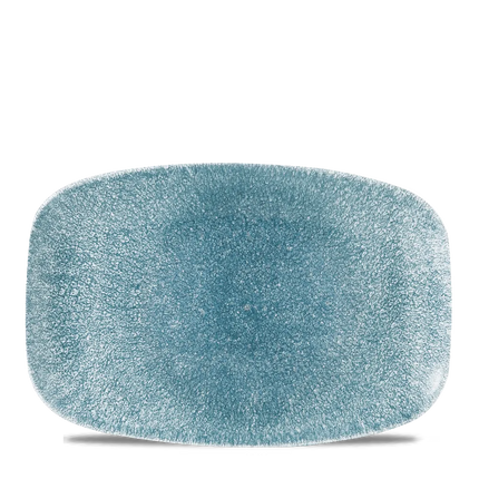 Churchill Raku Topaz Blue ovaal chefsbord 30 x 19,9 cm – gespikkeld porseleinen bord voor fine dining